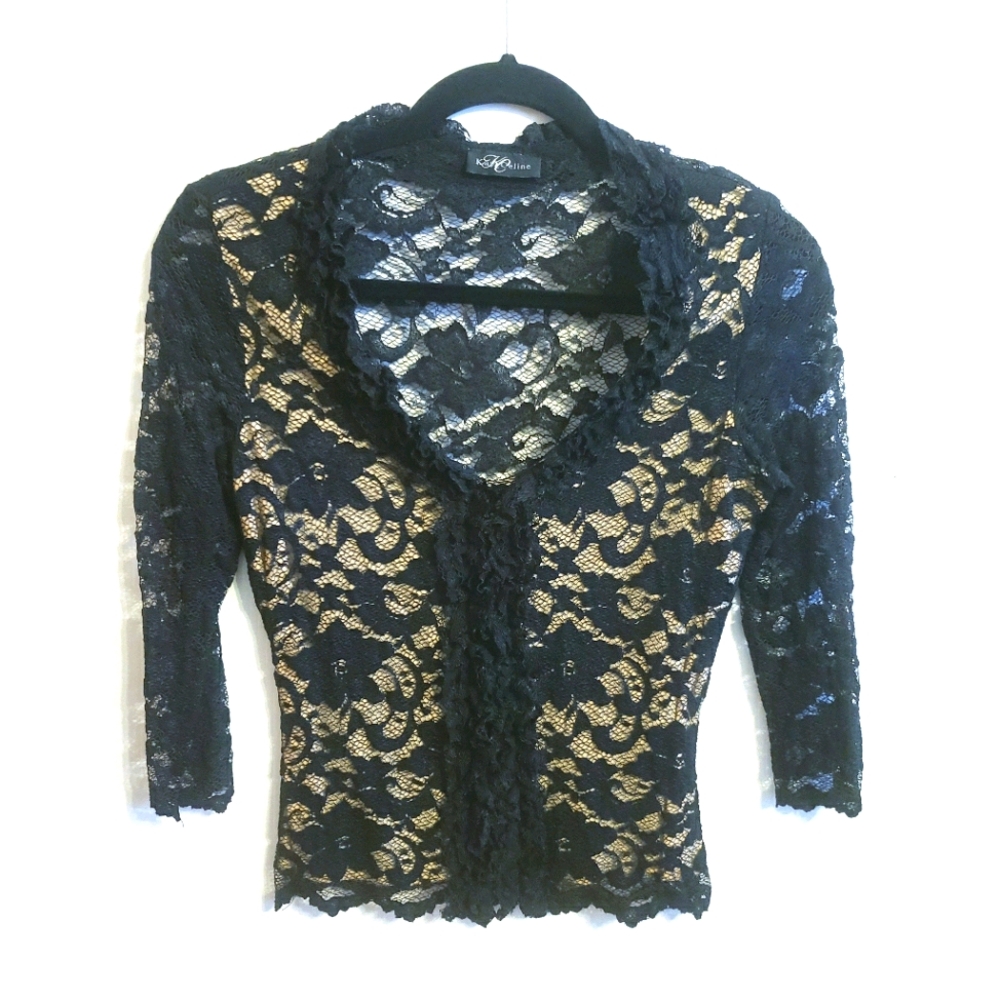 Kay Celine Black Lace Top...S